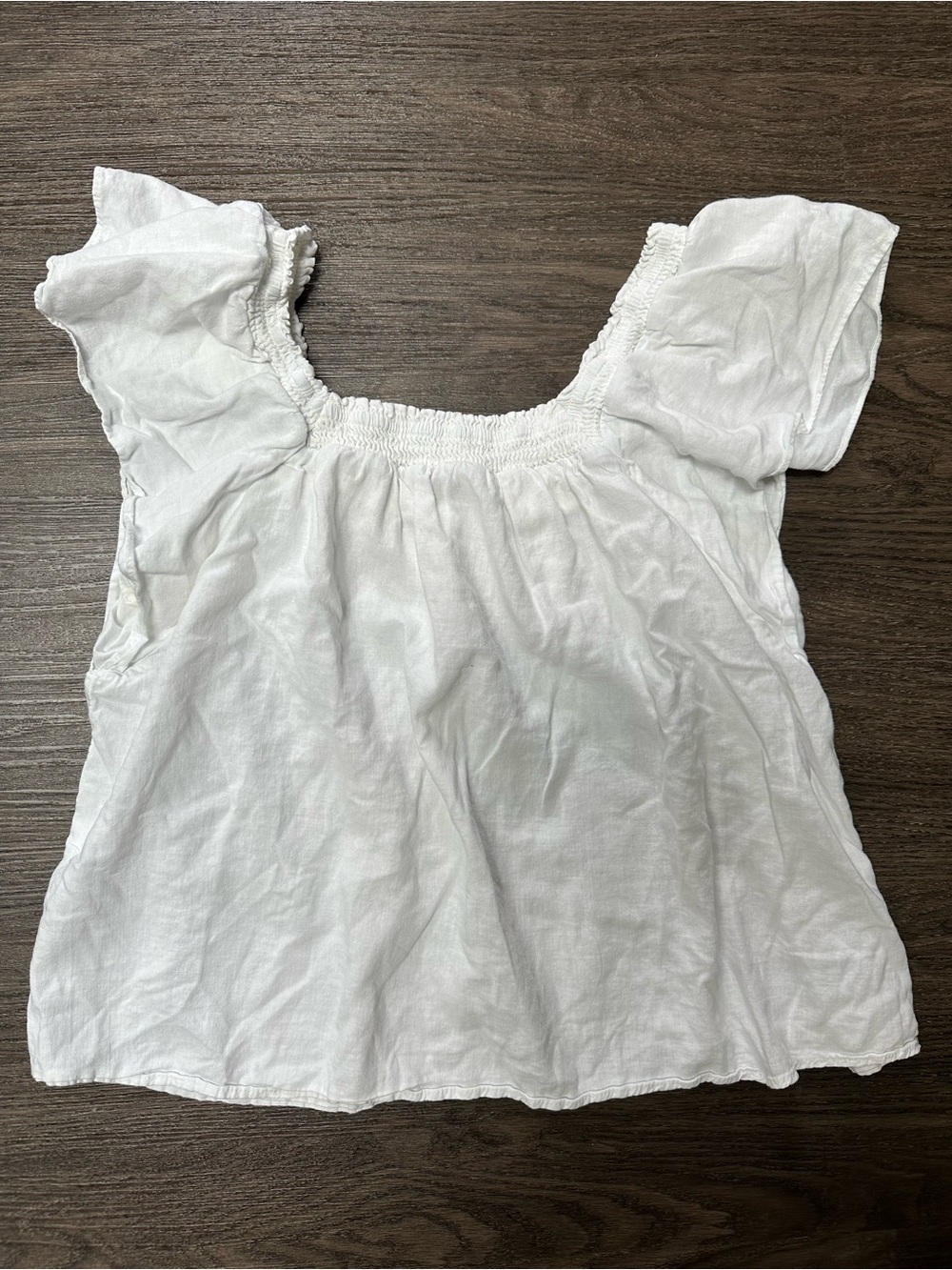 A New Day White Linen Blend Smocked Square Neck Top Women’s Sz M